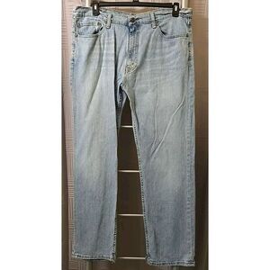 Levis 505 Jeans Men‎ 38X32 Blue Light Wash Denim Straight Stretch Pants Workwear